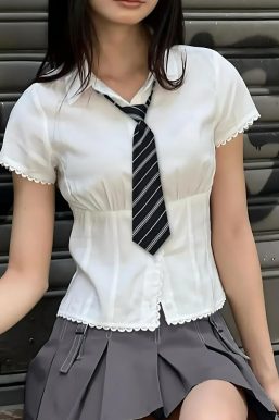 College Shirt With Striped Tie