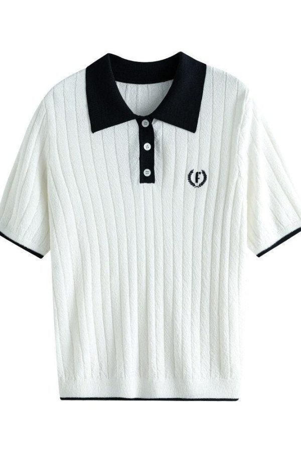 College Style Short Sleeve Sweater