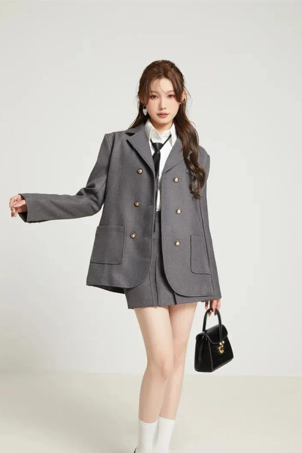 College Style Skirt, Blazer & Shirt Set