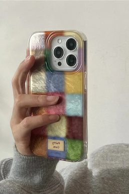 Color Block Checkered Phone Case