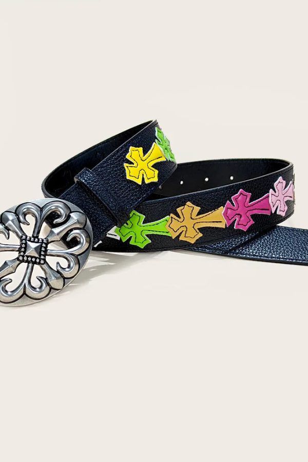 Colorful Cross Buckle Belt