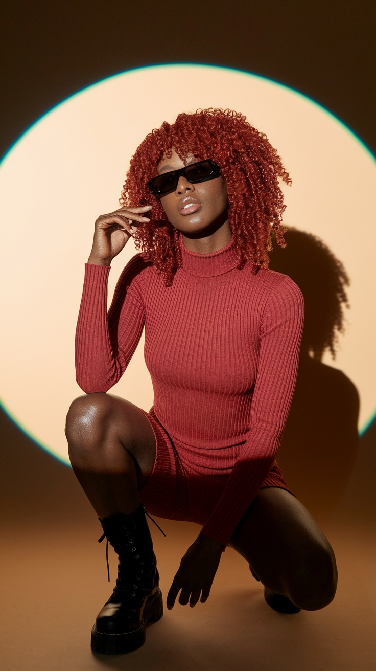 Copper Red Black Women: Bold Color Combinations outfit idea