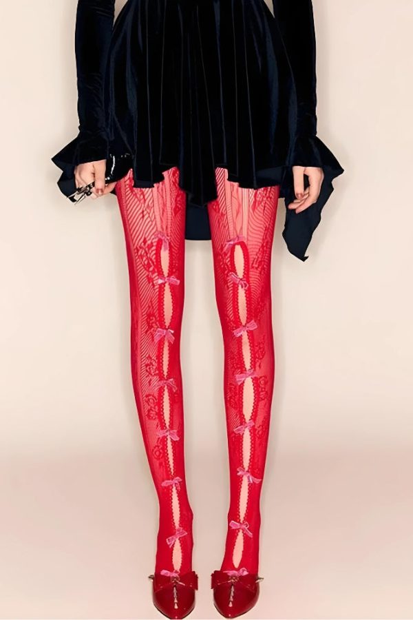 Coquette Bow Fishnet Tights