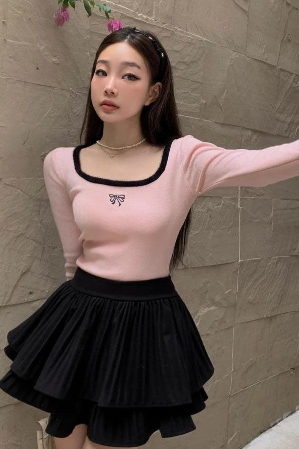 Coquette Bow Fluffy Neck Top