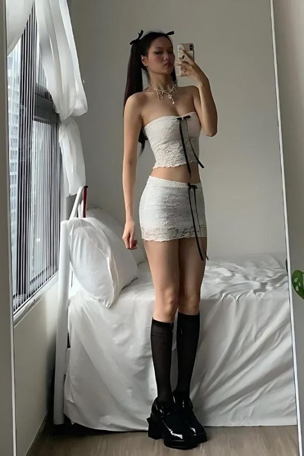 Coquette Bow Lace Two Piece Set