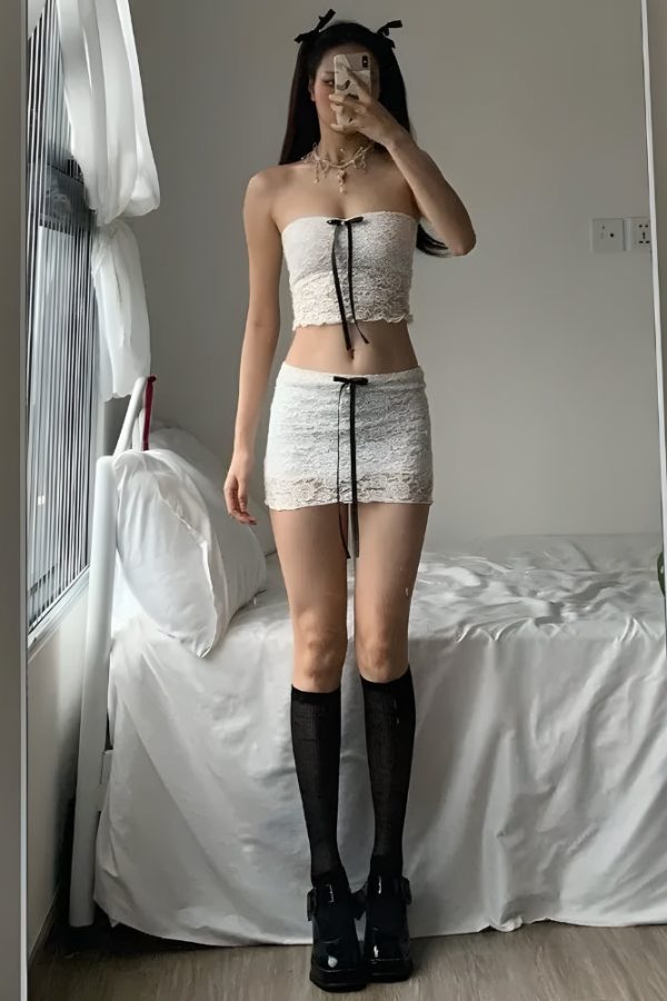 Coquette Bow Lace Two Piece Set