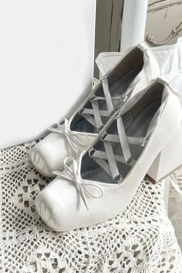 Coquette Bow Lace Up High Heels