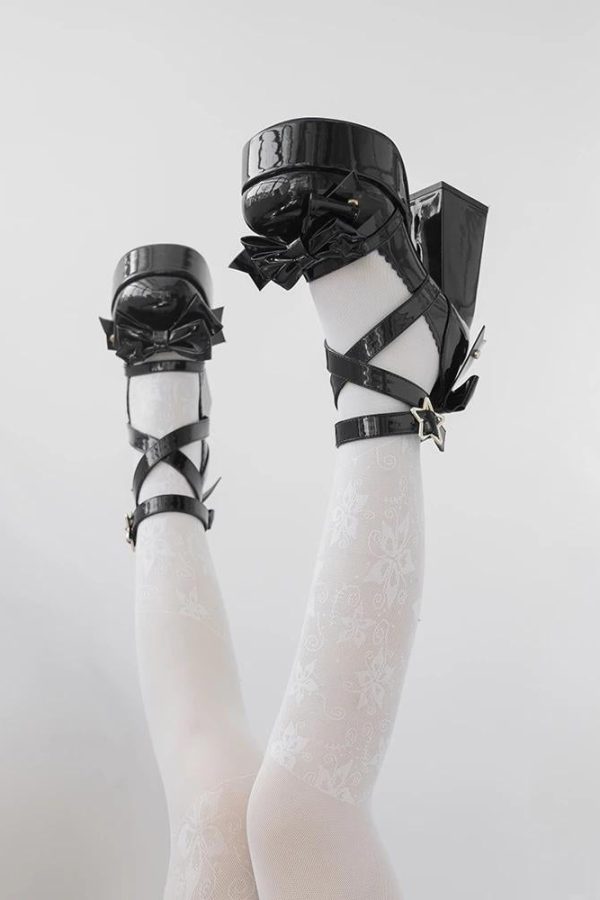 Coquette Bow Star Buckled Platform High Heels