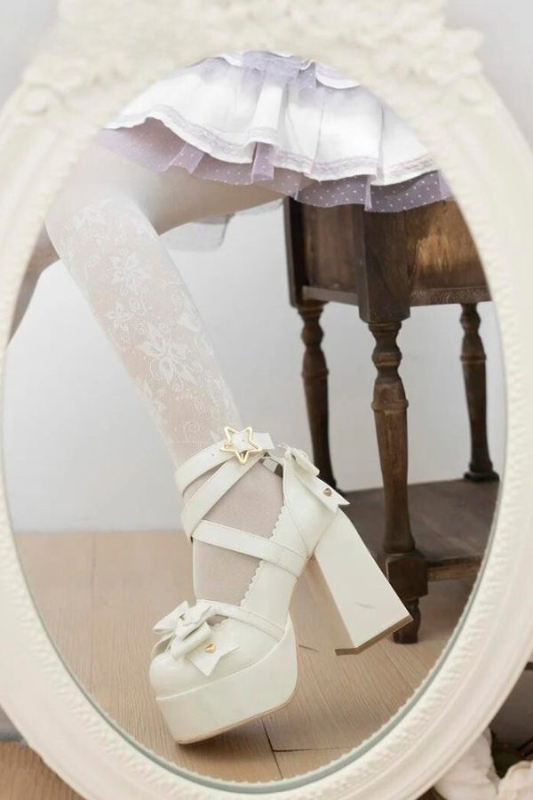 Coquette Bow Star Buckled Platform High Heels