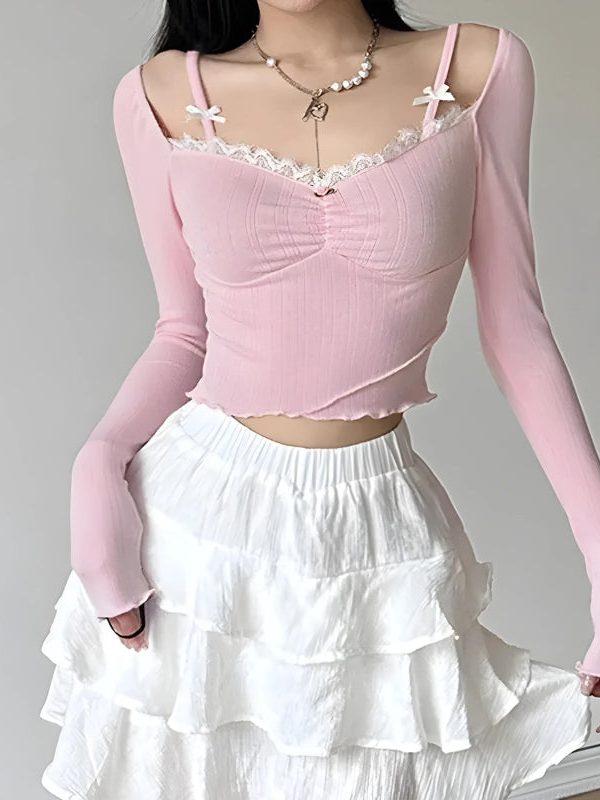 Coquette Bow Straps Ruched Top