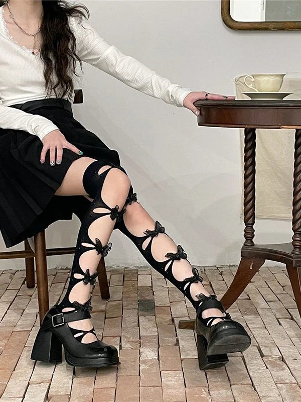 Coquette Butterfly Lace Knee Socks