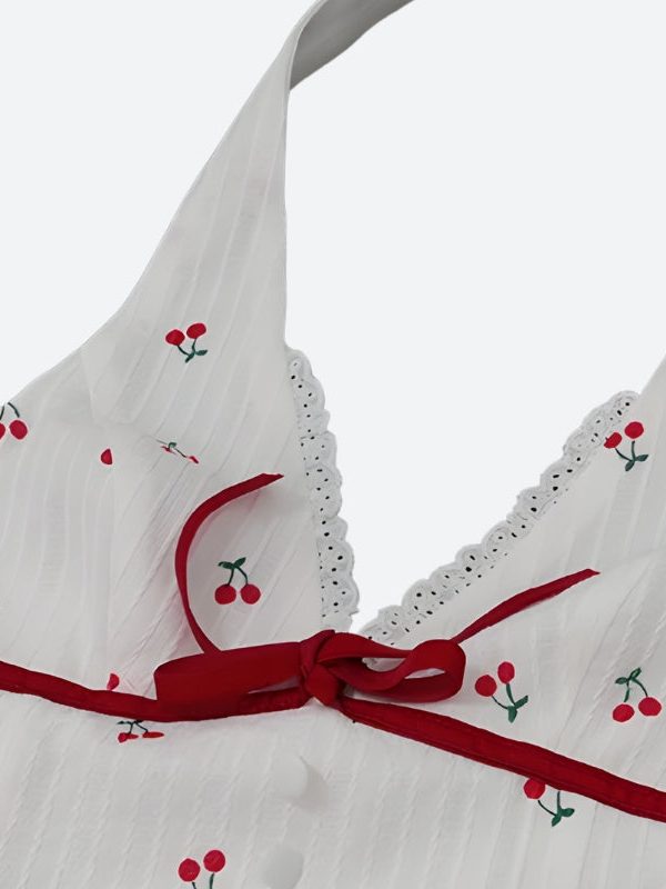 Coquette Cherry Halter Neck Mini Dress