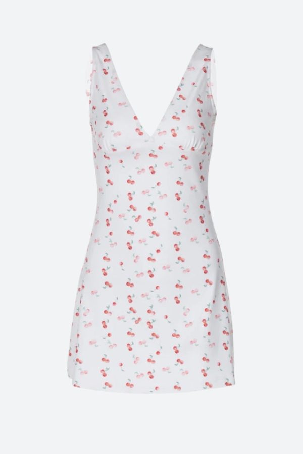 Coquette Cherry Plunge Neck Mini Dress