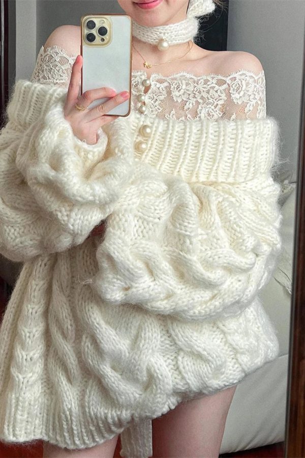 Coquette Chunky Cable Knit Sweater