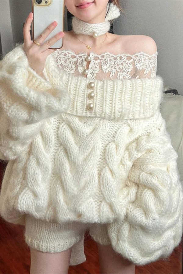 Coquette Chunky Cable Knit Sweater