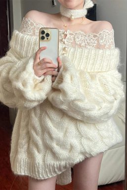 Coquette Chunky Cable Knit Sweater