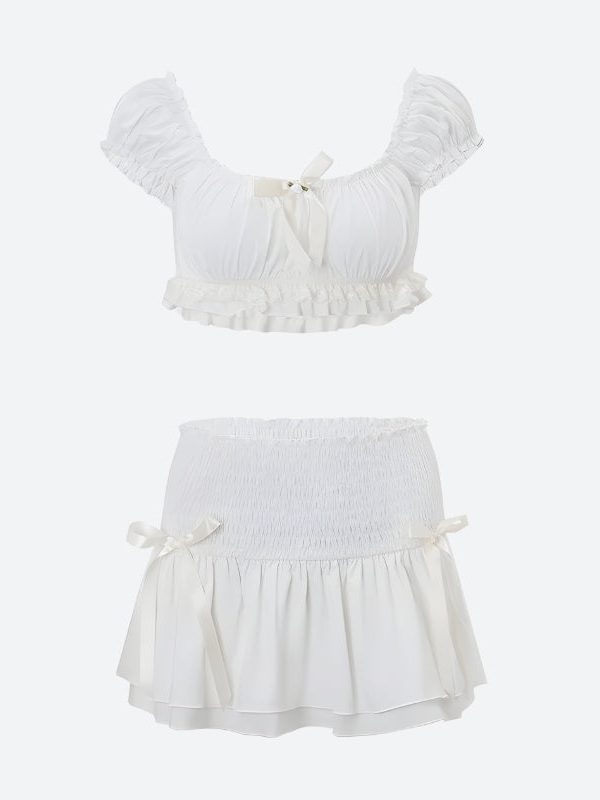 Coquette Crop Top & Mini Skirt Two Piece Set