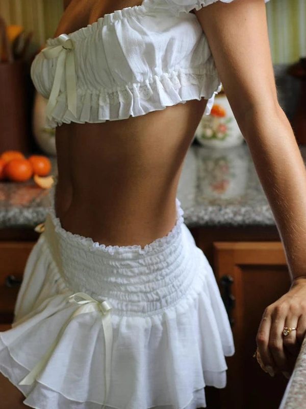 Coquette Crop Top & Mini Skirt Two Piece Set