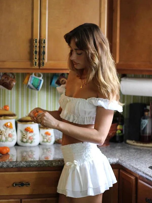 Coquette Crop Top & Mini Skirt Two Piece Set