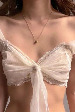 Coquette Lace Mesh Bra Crop Top