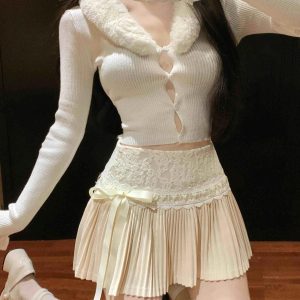 Coquette Lace Pleated Mini Skirt