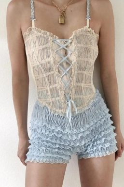 Coquette Lace Ruched Ruffled Shorts