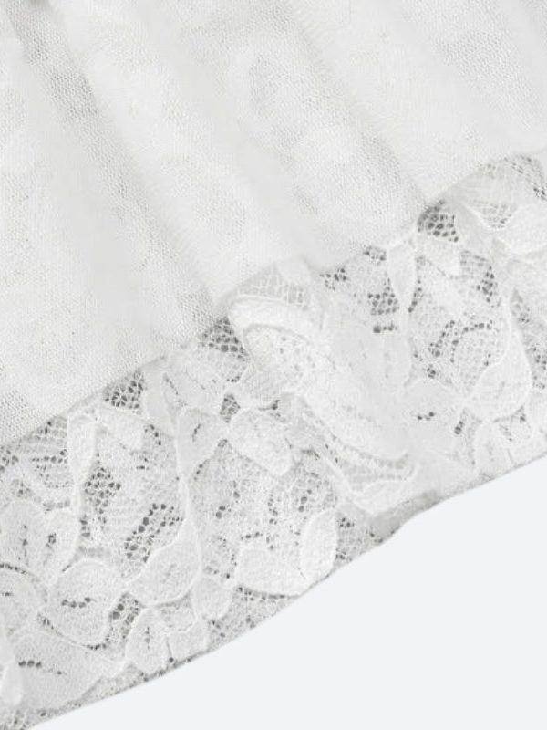 Coquette Lace Top & Ruched Mini Skirt Two Piece Set