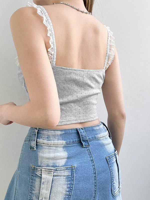 Coquette Lace Trimming Crop Top