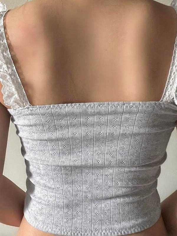 Coquette Lace Trimming Crop Top