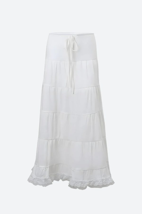 Coquette Lace Up Crop Top & Maxi Skirt Two Piece Set