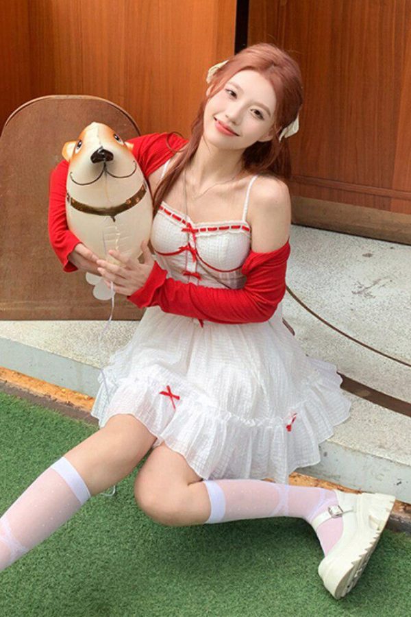 Coquette Mini Dress With Cardigan