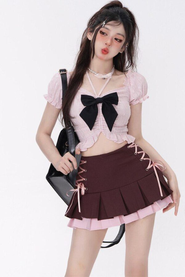 Coquette Mini Skirt With Top Two Piece Set