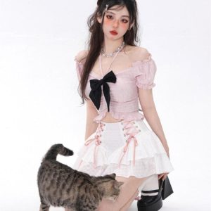 Coquette Mini Skirt With Top Two Piece Set