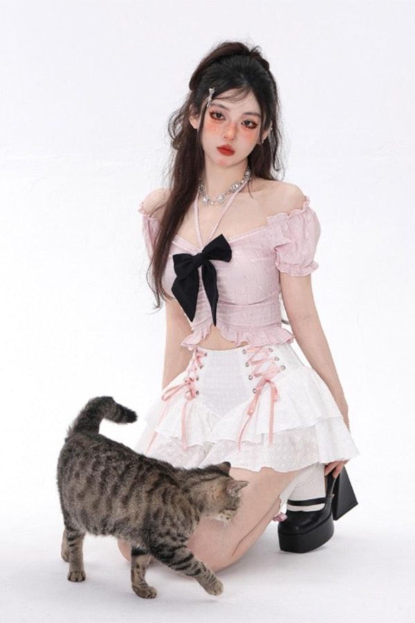 Coquette Mini Skirt With Top Two Piece Set