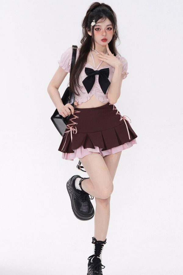 Coquette Mini Skirt With Top Two Piece Set