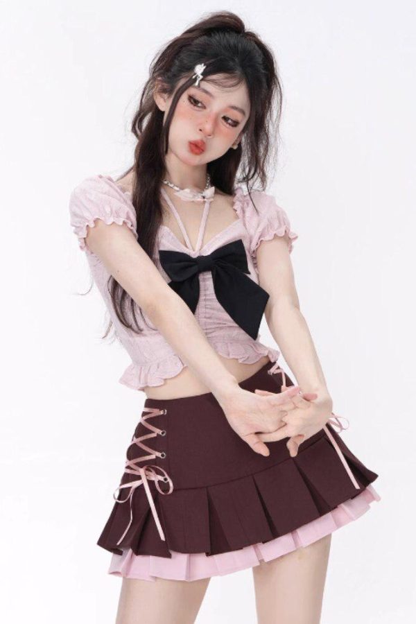 Coquette Mini Skirt With Top Two Piece Set