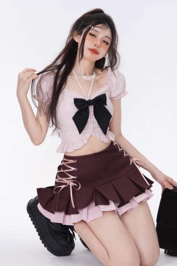 Coquette Mini Skirt With Top Two Piece Set