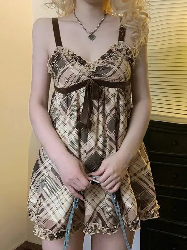 Coquette Plaid Mini Dress