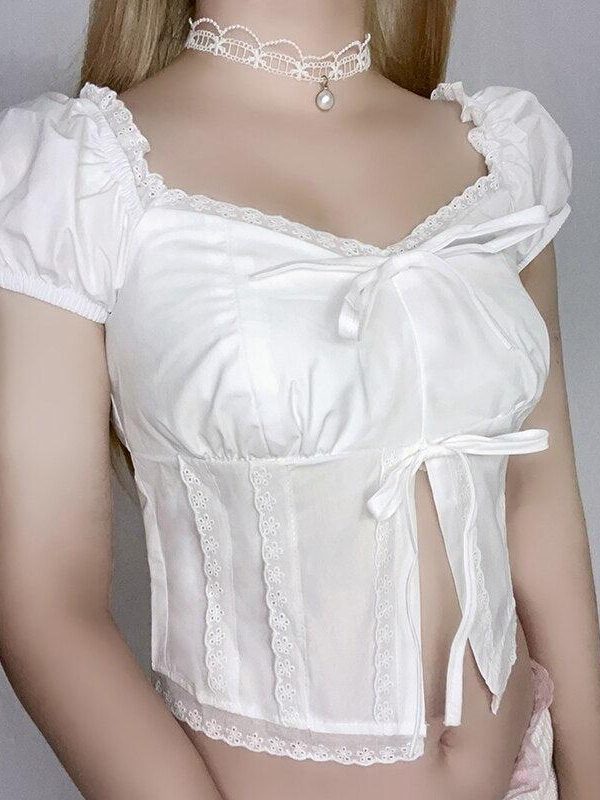 Coquette Puff Sleeve Crop Top