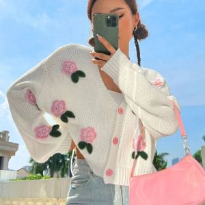 Coquette Rose Knit Cardigan