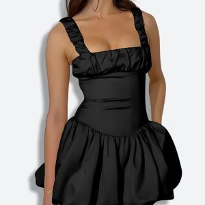 Coquette Ruched Bubble Skirt Mini Dress