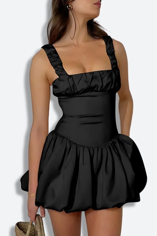 Coquette Ruched Bubble Skirt Mini Dress