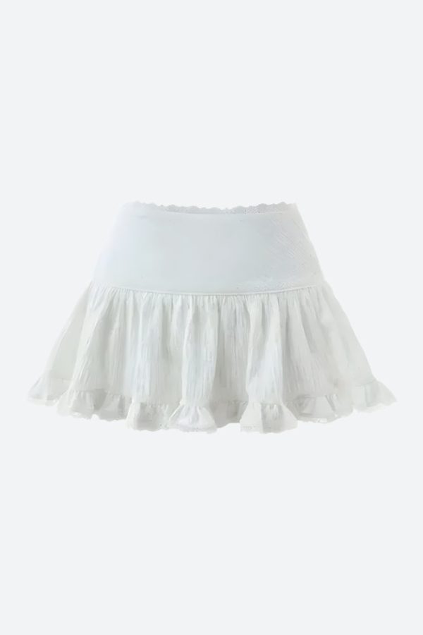 Coquette Ruffled Lace Mini Skirt