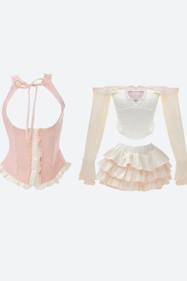 Coquette Top & Mini Skirt Two Piece Set