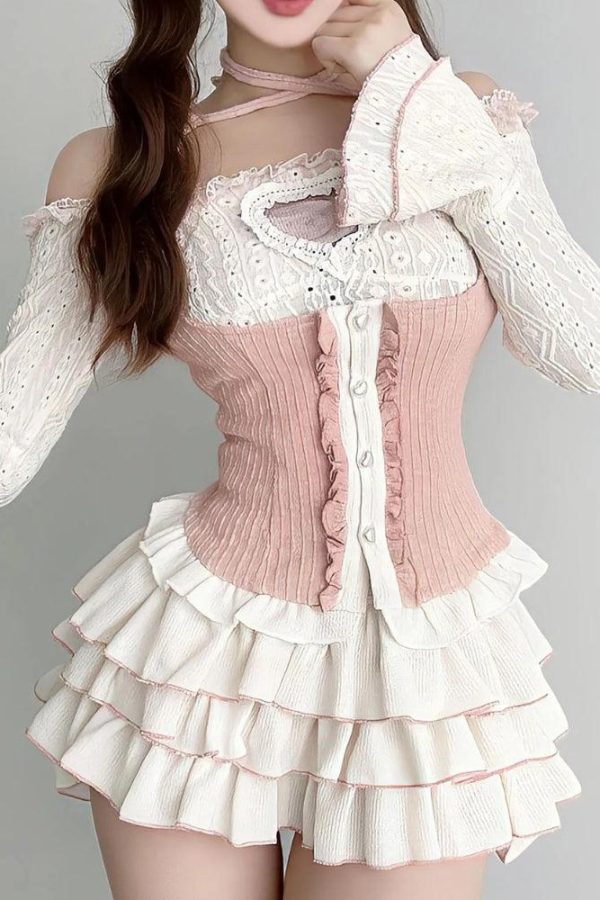 Coquette Top & Mini Skirt Two Piece Set