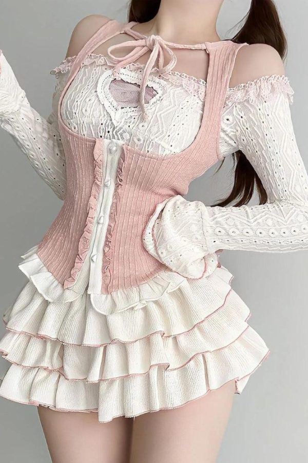 Coquette Top & Mini Skirt Two Piece Set