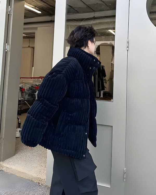Corduroy Buttoned Puffer Jacket