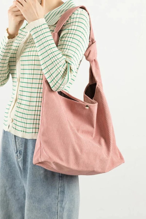 Stylish Corduroy Hobo Shoulder Bag for Trendy Corduroy Skirt Outfits