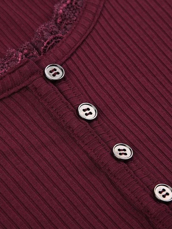 Corduroy Lace Trim Top