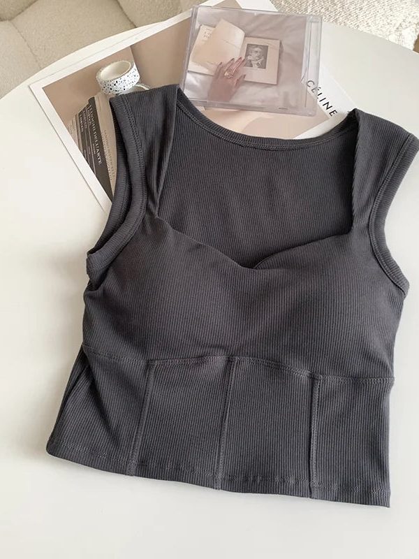 Corduroy Square Neck Crop Top